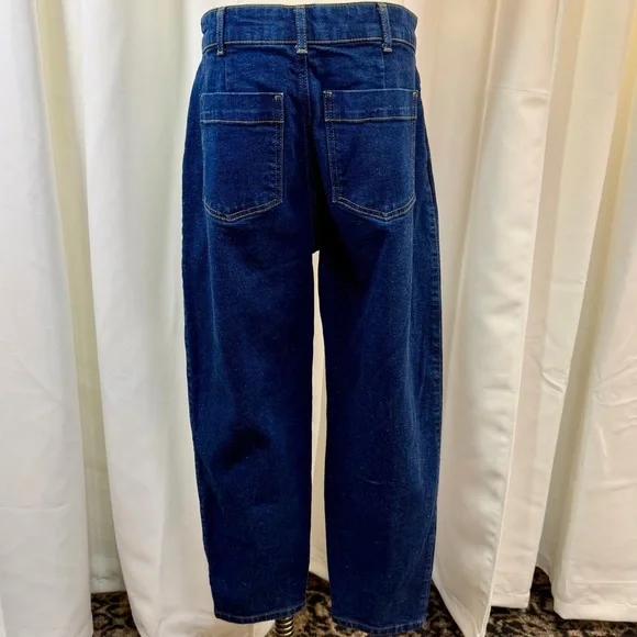 Boden ‘High-Rise Barrel Leg Jeans’ in Indigo Blue Rinse Size 8 Petite - Picture 10 of 15